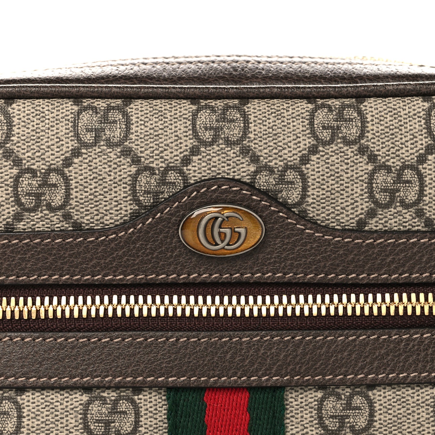 GG Supreme Monogram Web Small Ophidia Belt Bag 75 30 Dark Brown