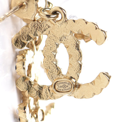 Chanel Resin Crystal Pearl CC Drop Earrings Gold Black 4 of 5
