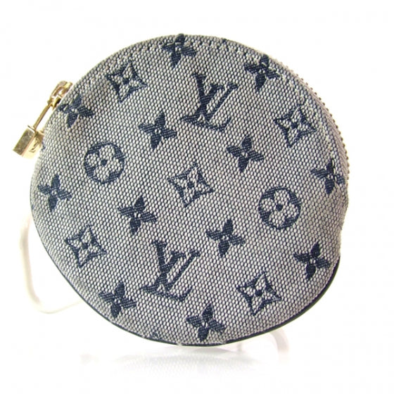 Louis Vuitton Mini Lin Round Coin Purse Blue 1 of 7