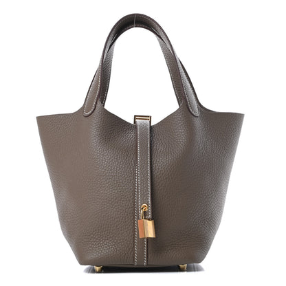 Hermes Taurillon Clemence Picotin Lock 18 PM Etoupe 1 of 11