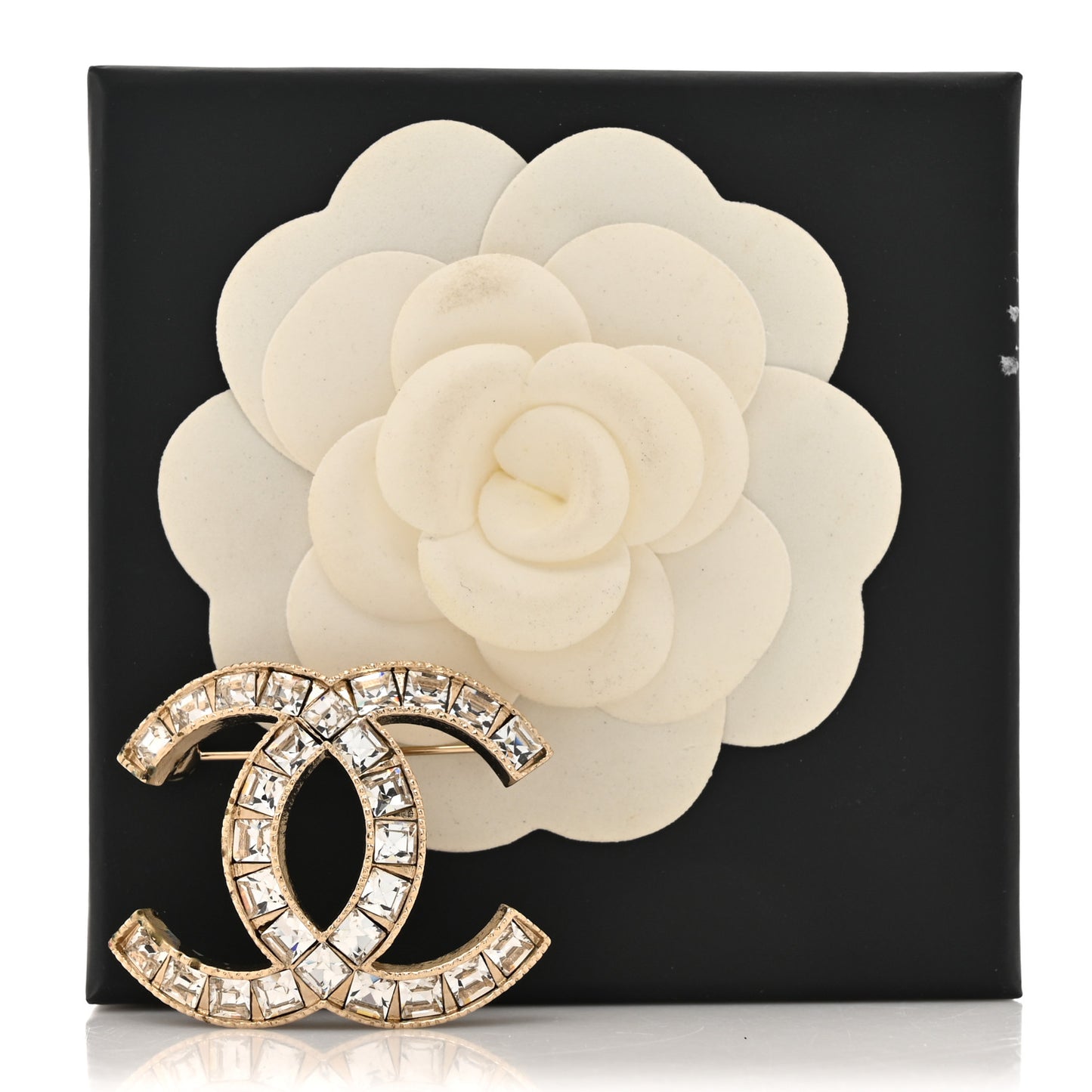 Baguette Crystal CC Brooch Gold