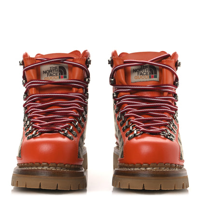 Gucci X THE NORTH FACE Monogram Textured Calfskin Hiking Ankle Boots 37 Beige Ebony Deep Orange 3 of 10