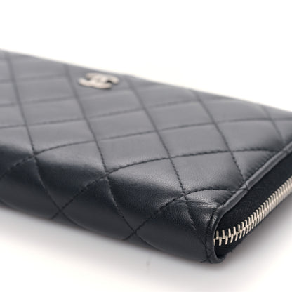 Chanel Lambskin Quilted Large Gusset Zip Around Wallet Black 10 of 10