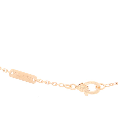 Van Cleef & Arpels 18K Rose Gold Diamond Rhodonite Vintage Alhambra Pendant Necklace 3 of 5