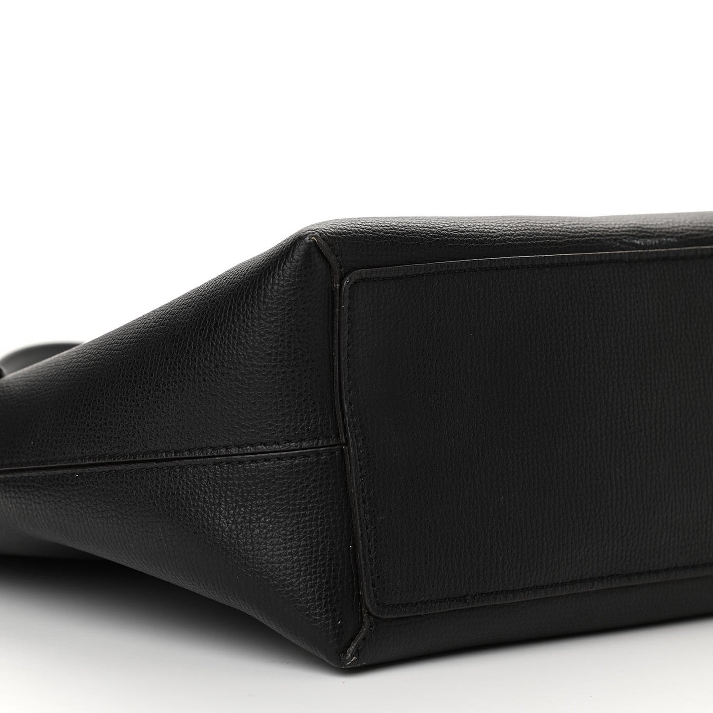 Grainy Calfskin Haymarket Check Medium Reversible Tote Black