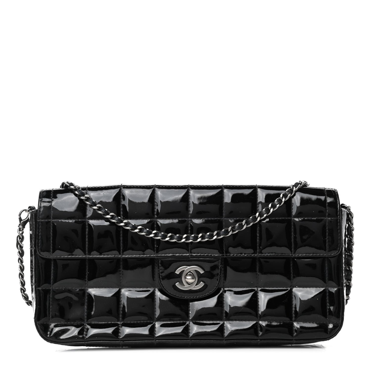 Chanel Patent Quilted East West Chocolate Bar Flap Black 1 of 6