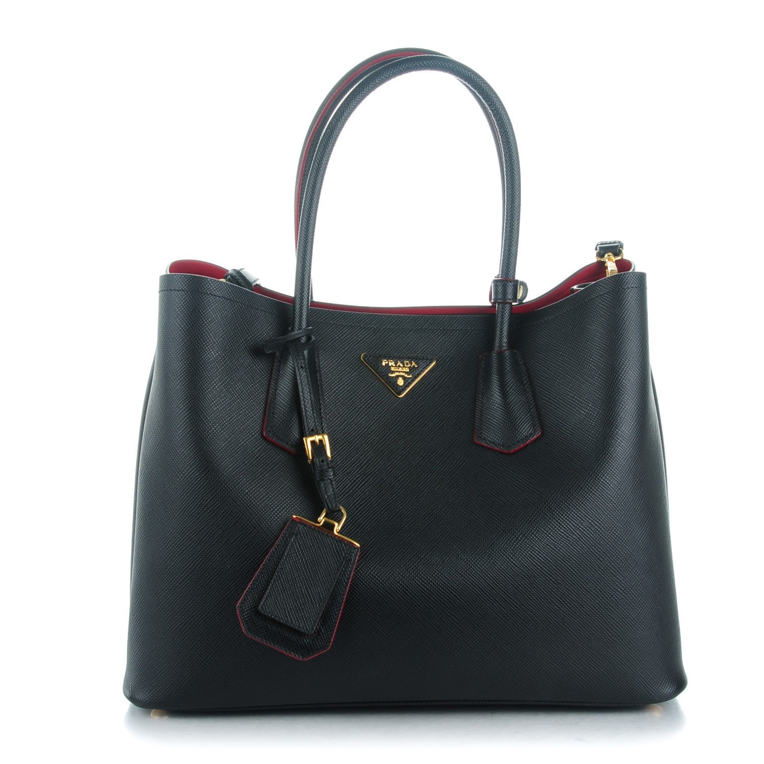 Prada Saffiano Cuir Large Double Bag Nero Black 1 of 8