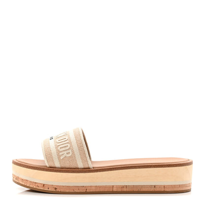 Christian Dior Raffia Dioriviera Embroidered Dway Platform Slide Sandals 41 Off White 1 of 10