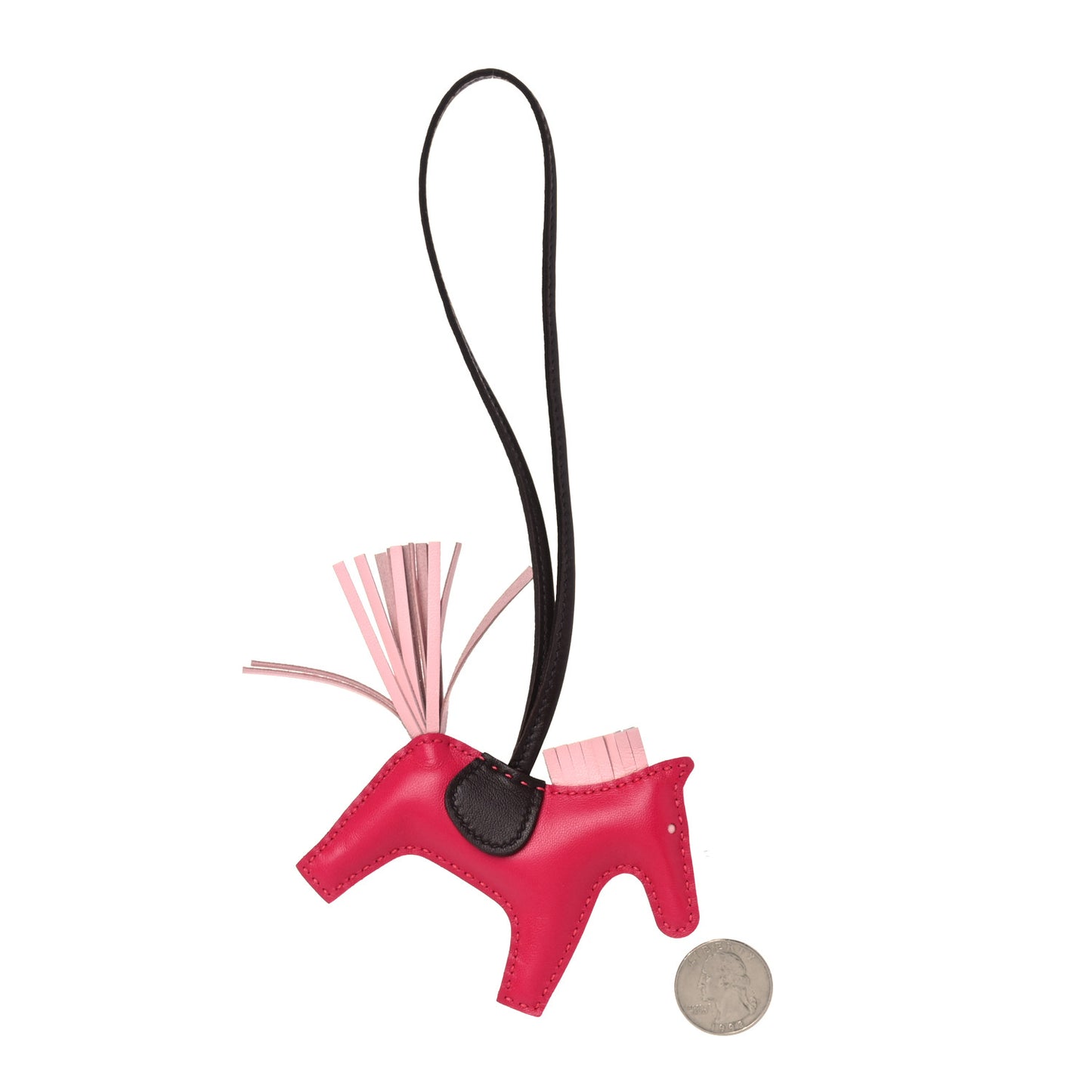 Milo Lambskin Grigri Rodeo Horse Bag Charm Rose Sakura Framboise Rouge Sellier