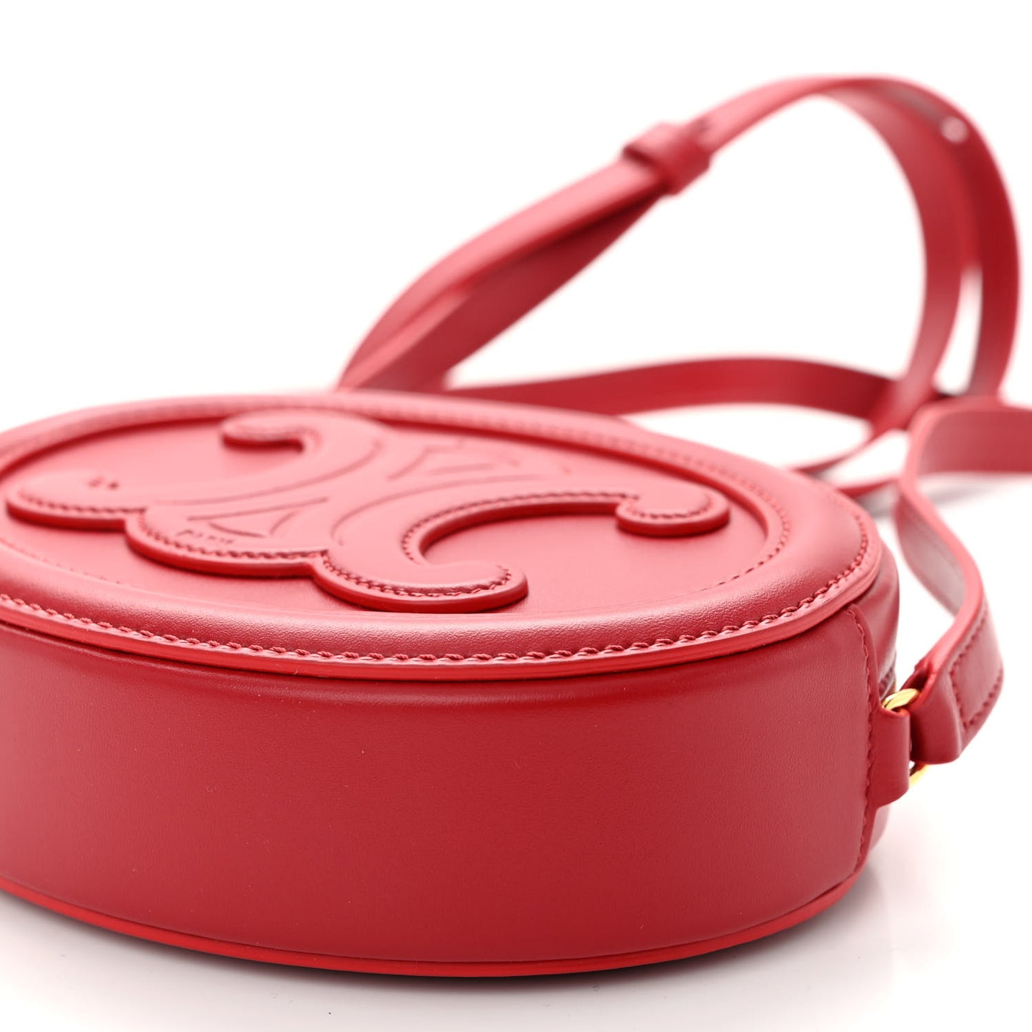 Smooth Calfskin Cuir Triomphe Oval Purse Crossbody Red