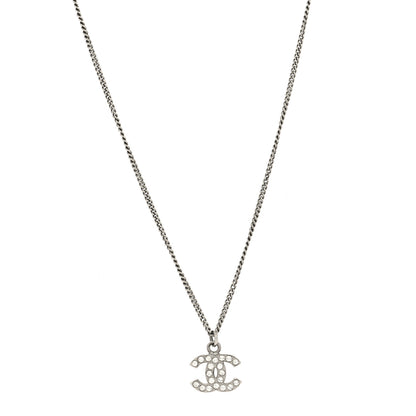 Chanel Crystal Timeless CC Necklace Silver 2 of 5