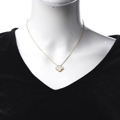 Van Cleef & Arpels 18K Yellow Gold Mother of Pearl Vintage Alhambra Pendant Necklace 2 of 7