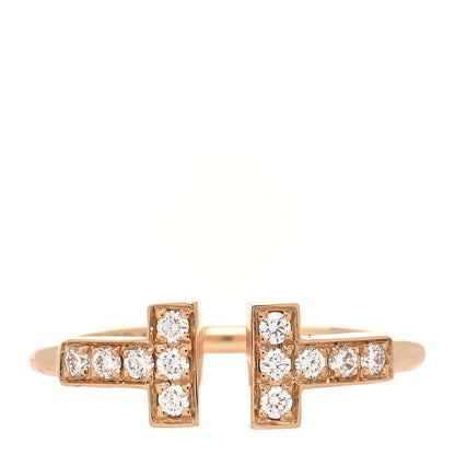 Tiffany 18K Rose Gold Diamond T Wire Ring 49 5 1 of 5