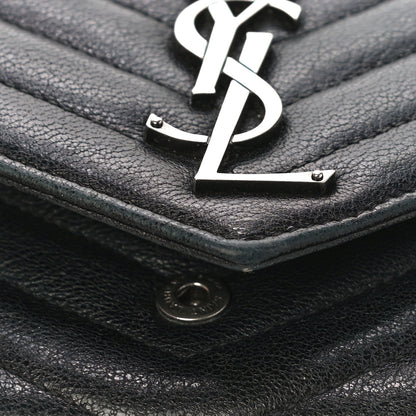 Saint Laurent Lambskin Mixed Matelasse Quilted Large Monogram Envelope Wallet Black 10 of 16