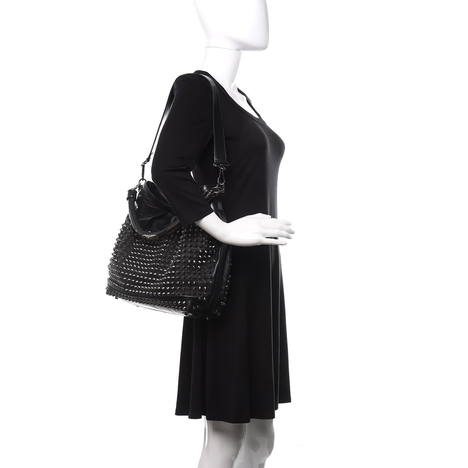 Burberry Prorsum Calfskin Studded Shoulder Bag Black 2 of 13