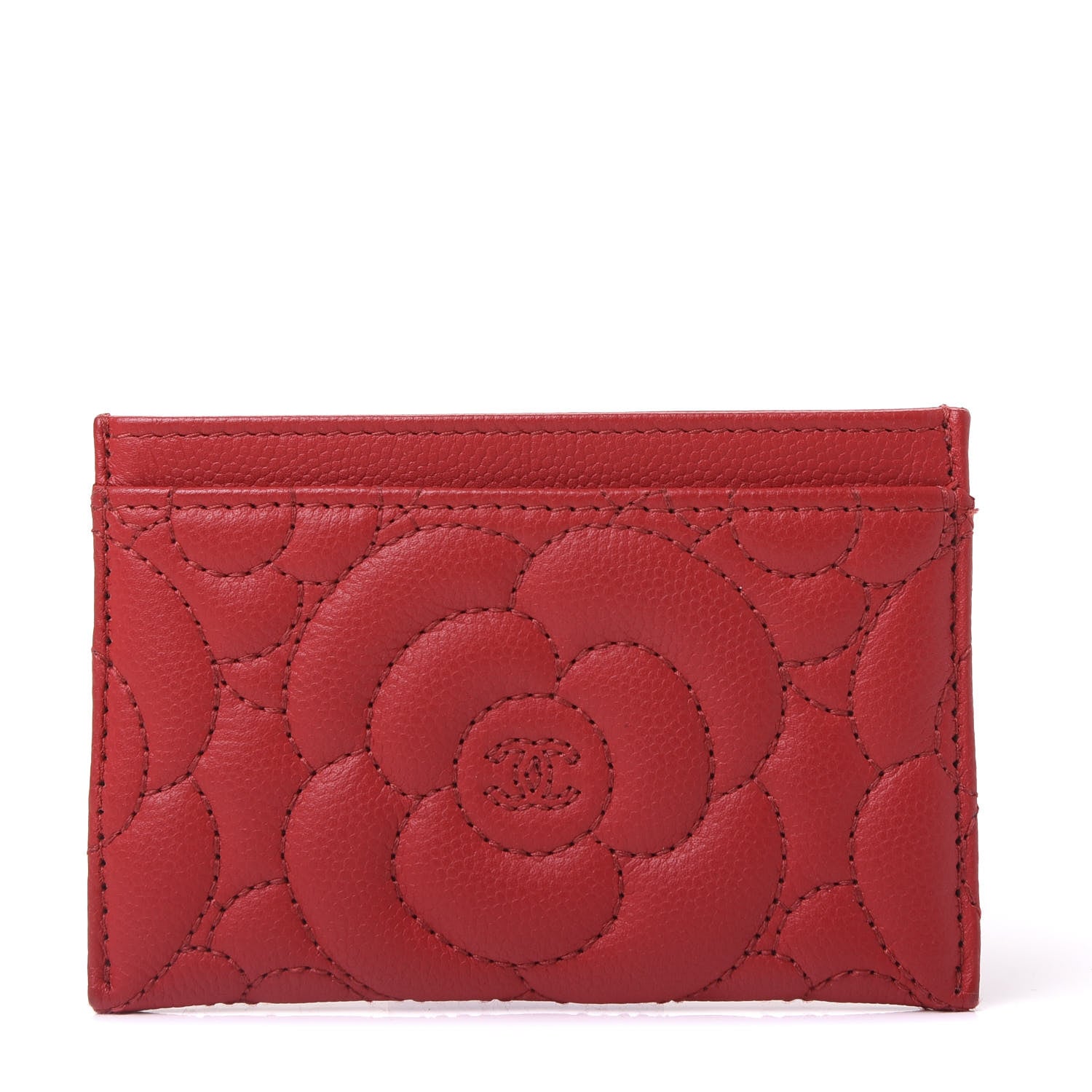 Chanel Caviar Camellia Quilted Card Holder Red 1 of 12