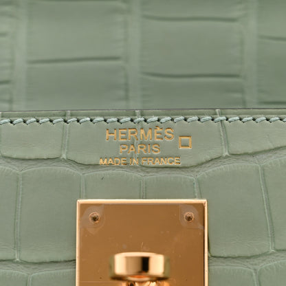 Hermes Matte Alligator Kelly Retourne 32 Vert D'eau 6 of 11