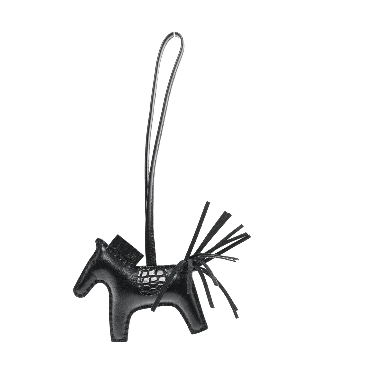 Hermes Milo Lambskin Matte Alligator Touch Grigri Rodeo Horse Bag Charm PM So Black 1 of 5