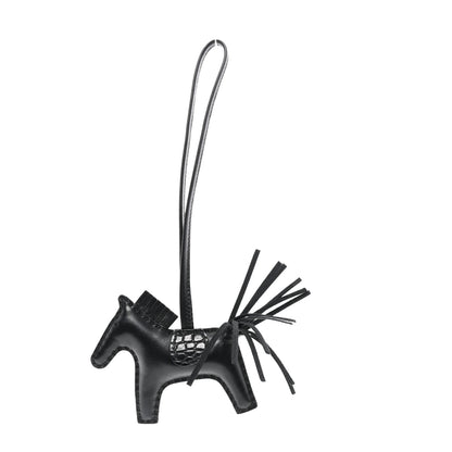 Hermes Milo Lambskin Matte Alligator Touch Grigri Rodeo Horse Bag Charm PM So Black 1 of 5