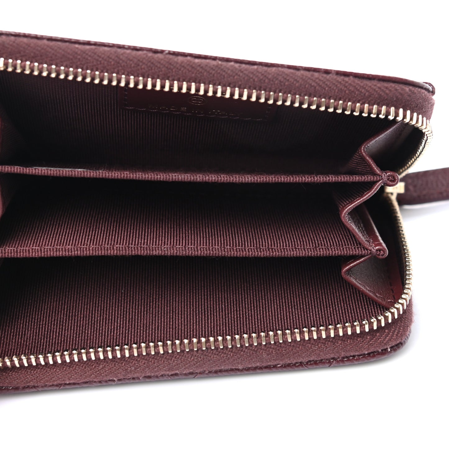 Caviar Quilted Zip Around Coin Purse Burgundy