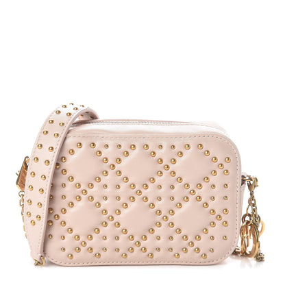 Christian Dior Lambskin Cannage Studded Lady Dior Camera Case Pouch Light Pink 1 of 10