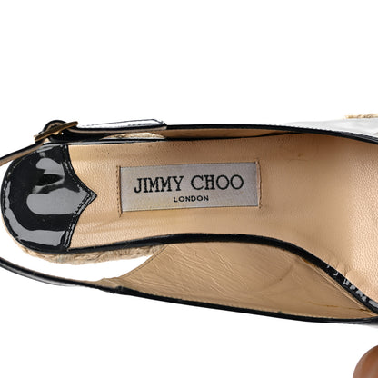 Jimmy Choo Patent Wedge Sandals 38 Navy 8 of 10
