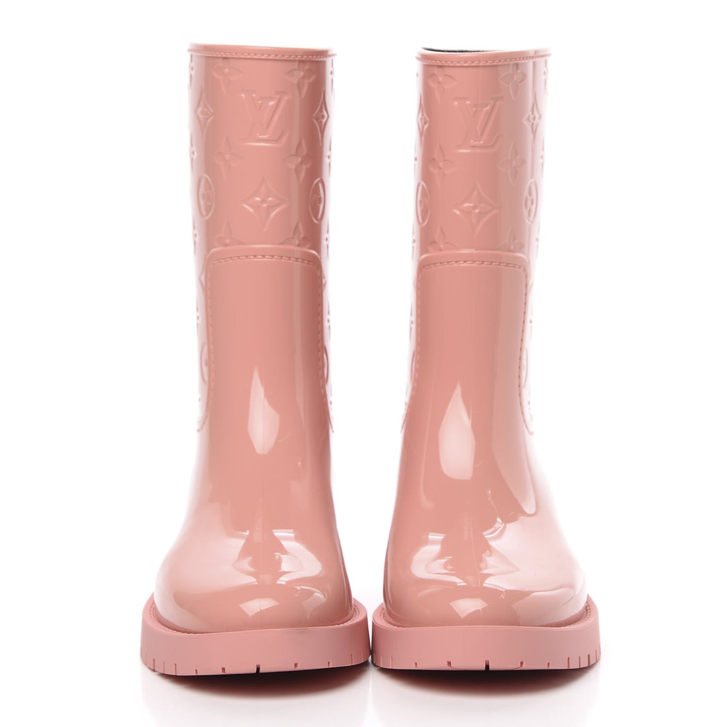 Rubber Embossed Monogram Drops Flat Half Boots 40 Pale Pink