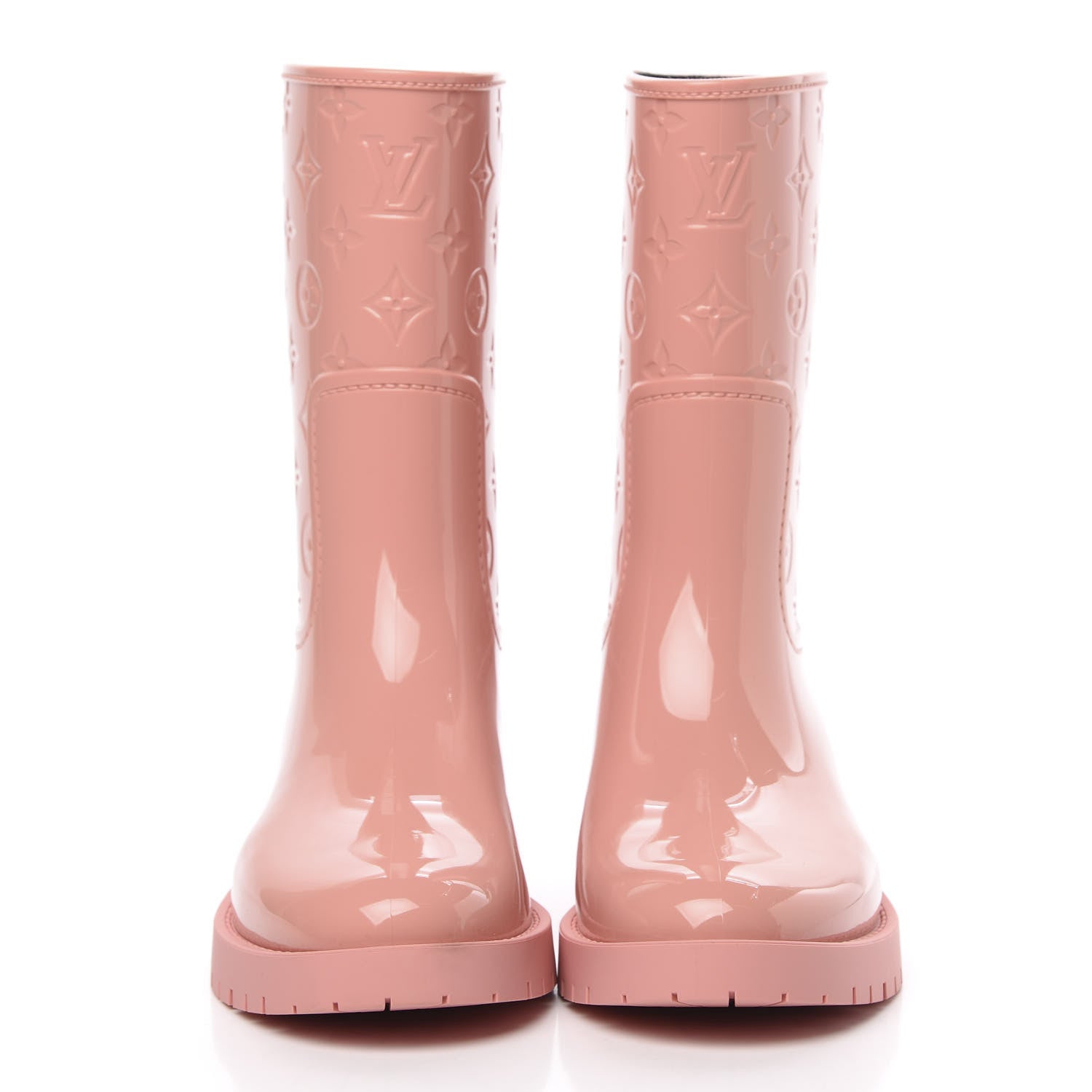 Louis Vuitton Rubber Embossed Monogram Drops Flat Half Boots 40 Pale Pink 2 of 7