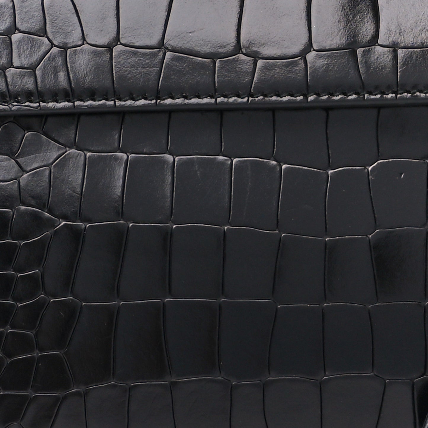 Crocodile Embossed Pochette Black