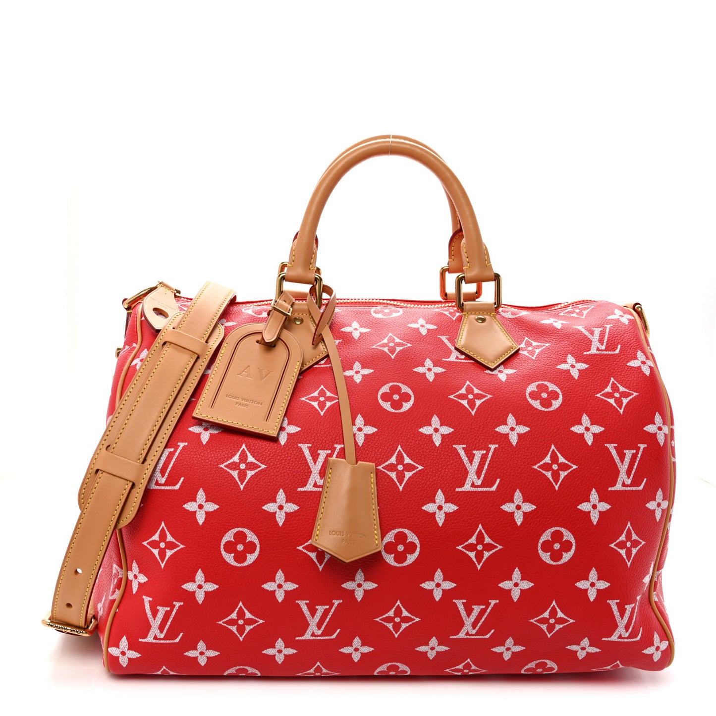 Calfskin Monogram Speedy P9 Bandouliere 40 Red