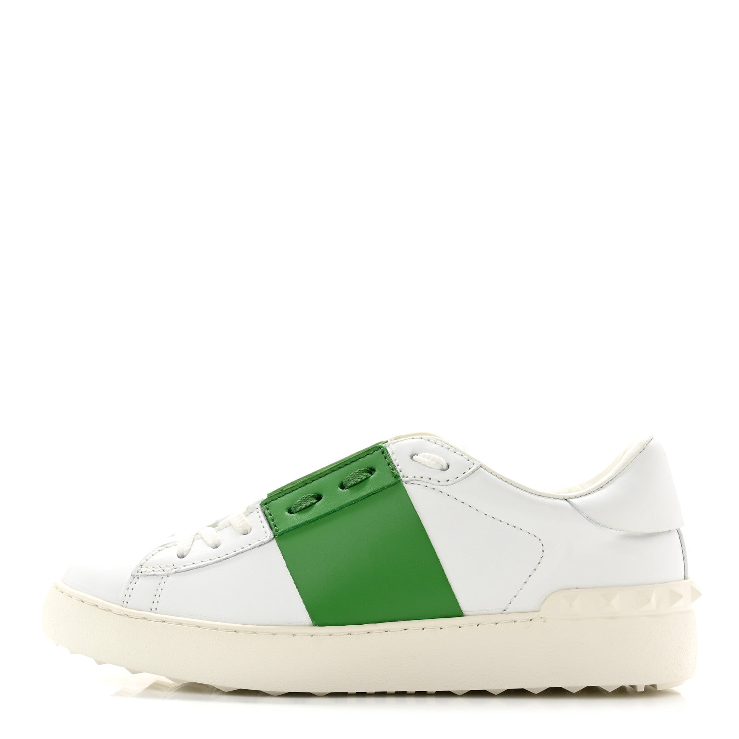 Valentino Garavani Calfskin Rockstud Untitled Open Sneakers 38.5 White Green 1 of 11