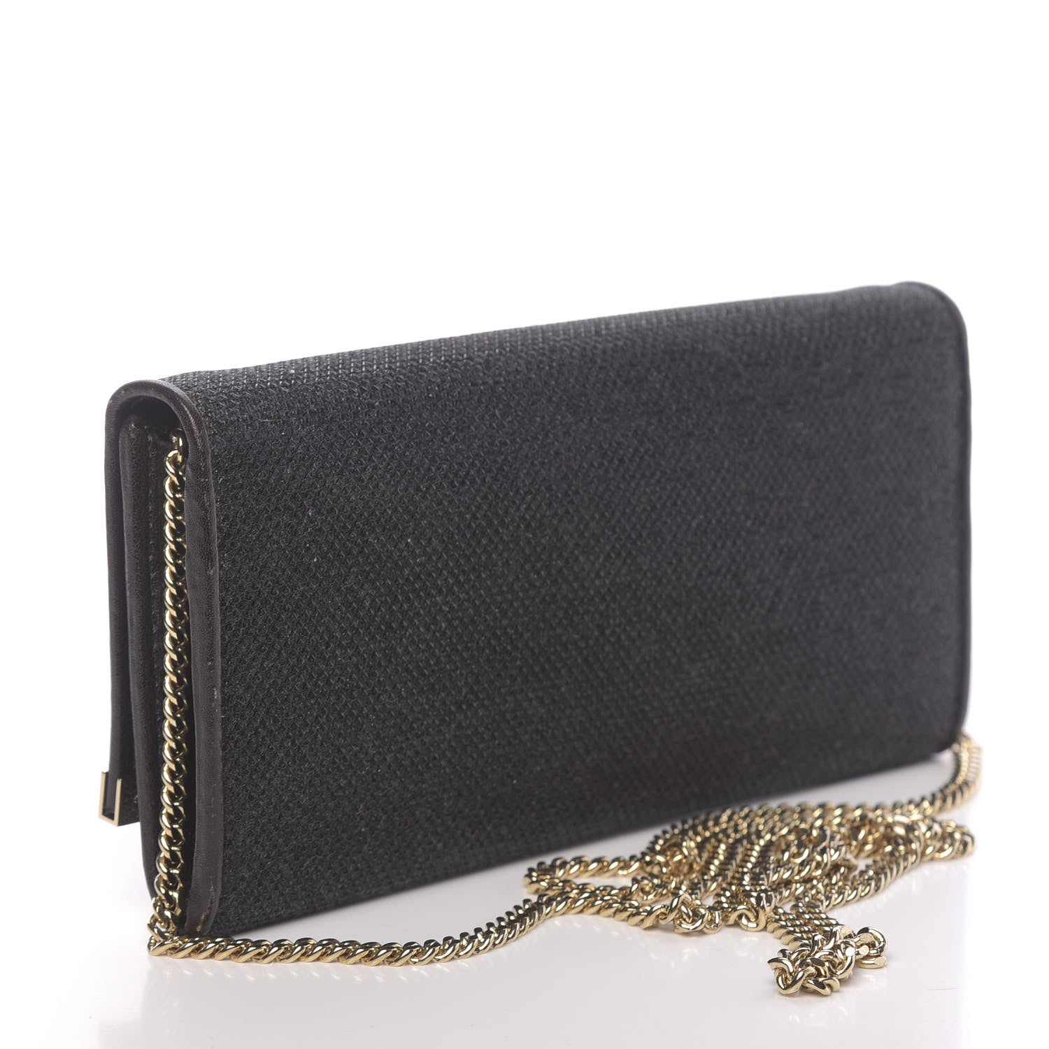 Jimmy Choo Glitter Fabric Milla Chain Wallet Black 3 of 10