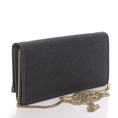 Jimmy Choo Glitter Fabric Milla Chain Wallet Black 3 of 10