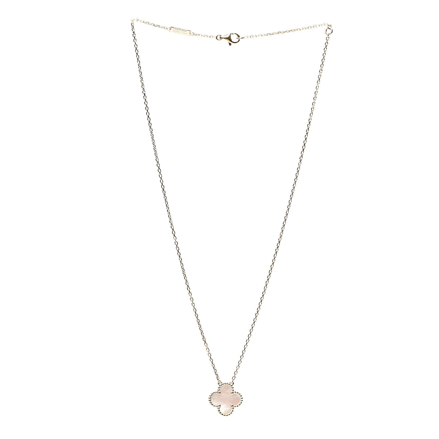 18K Yellow Gold Mother of Pearl Vintage Alhambra Pendant Necklace