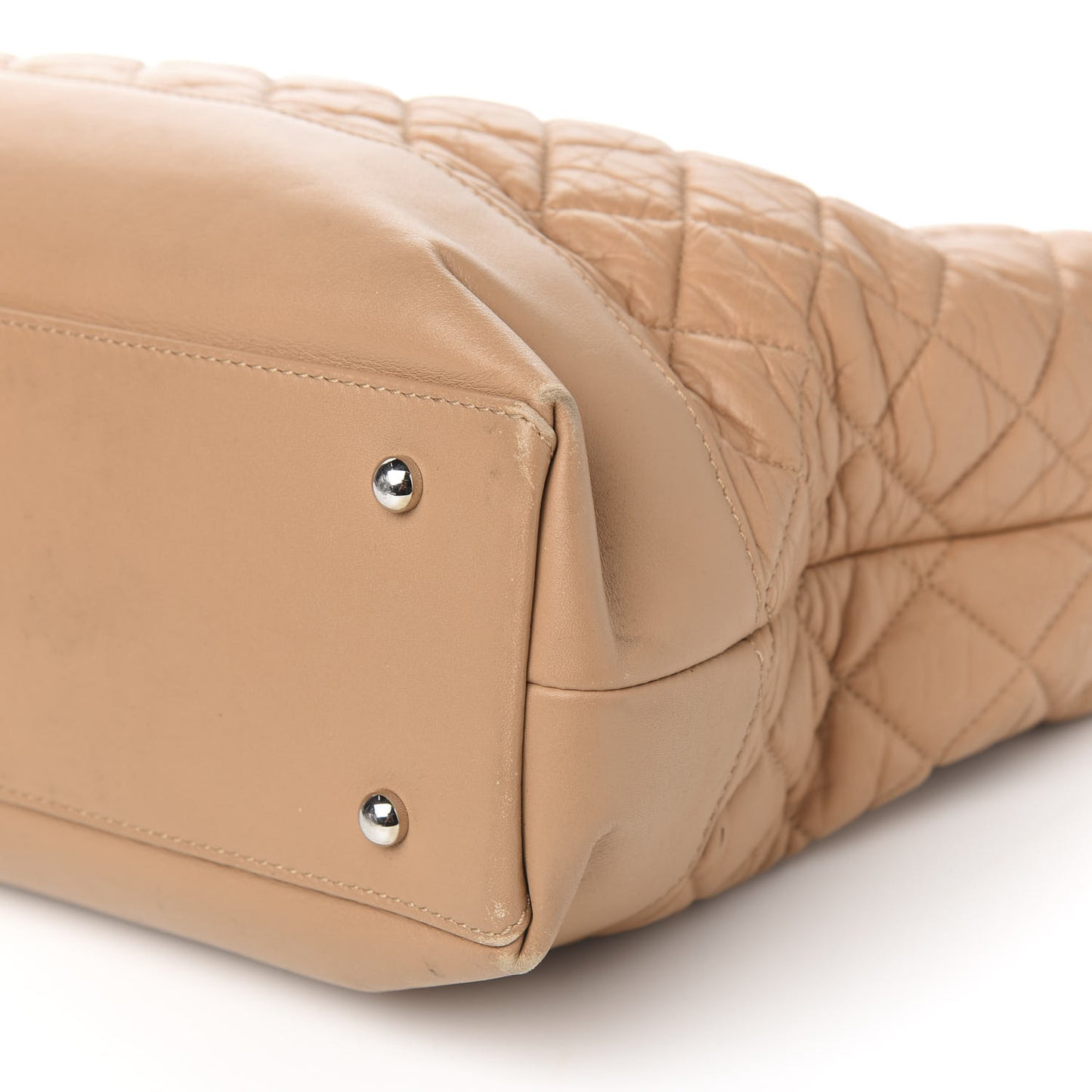 Aged Calfskin Quilted Be CC Tote Beige