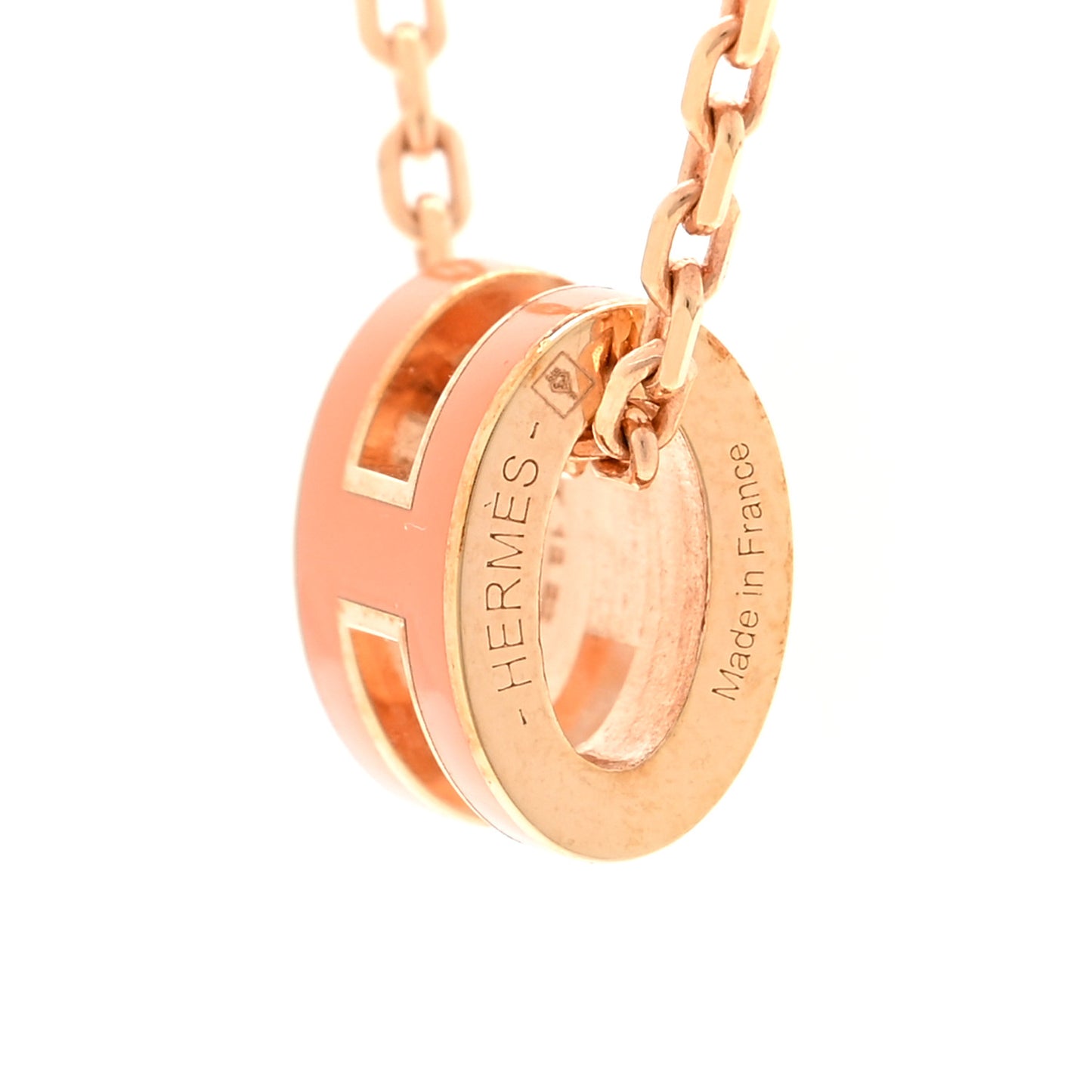 Lacquered Rose Gold Mini Pop H Pendant Necklace Orange