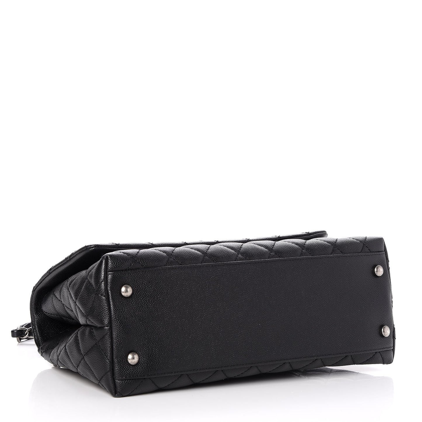 Caviar Lizard Quilted Small Coco Handle Flap Black
