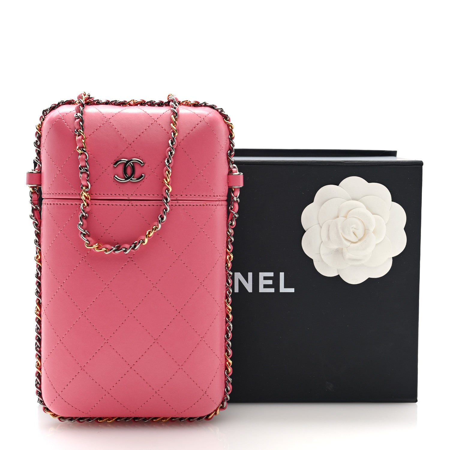 Chanel Lambskin Quilted Chain Around Phone Holder Pink 11 of 11