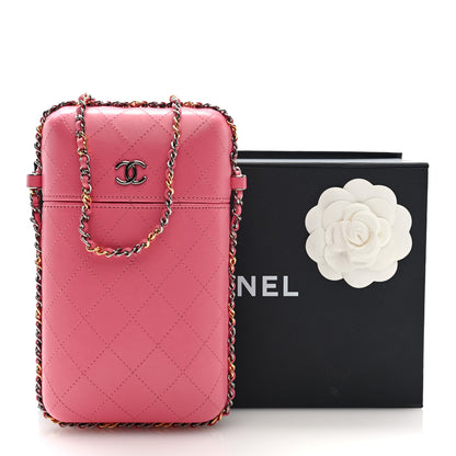 Chanel Lambskin Quilted Chain Around Phone Holder Pink 11 of 11