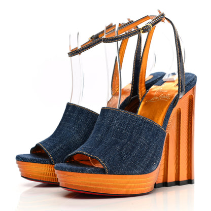 Christian Louboutin Denim Calfskin Mira Cokunata 120 Sandals 39 3 of 9