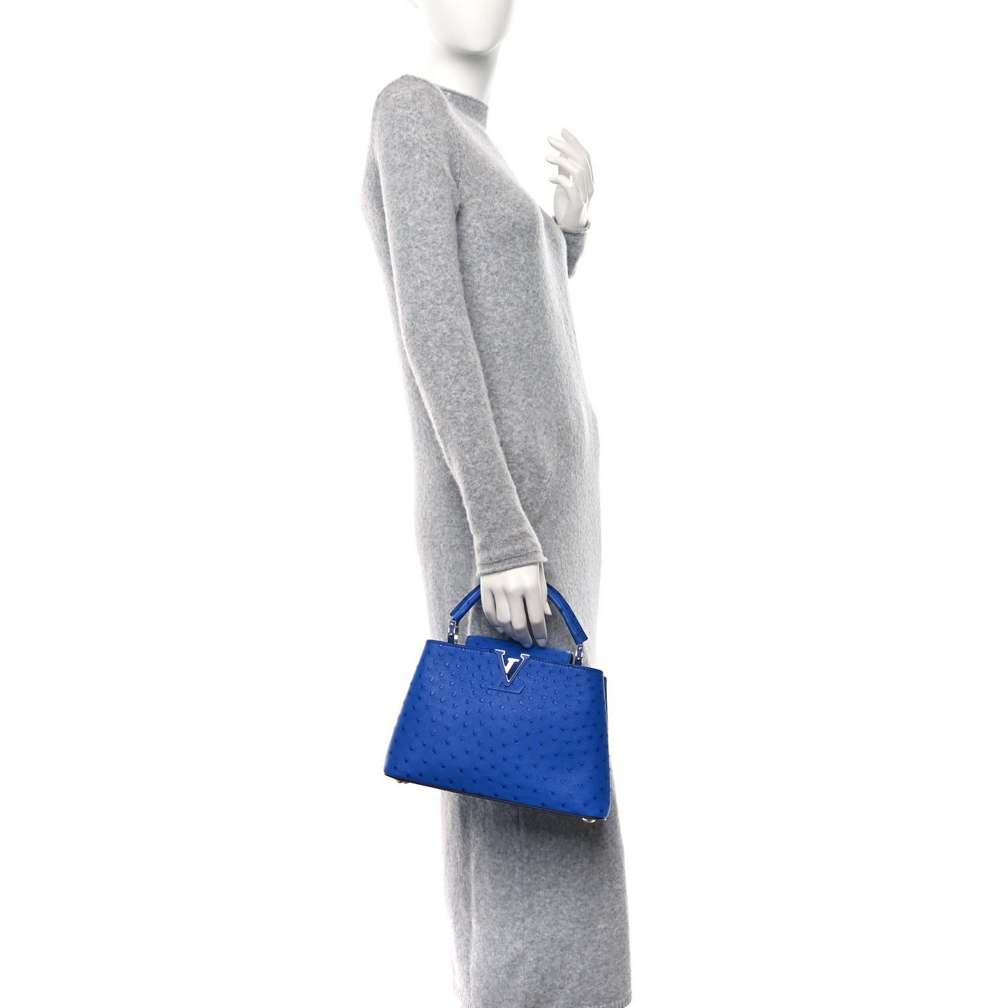 Ostrich Capucines BB Saphir
