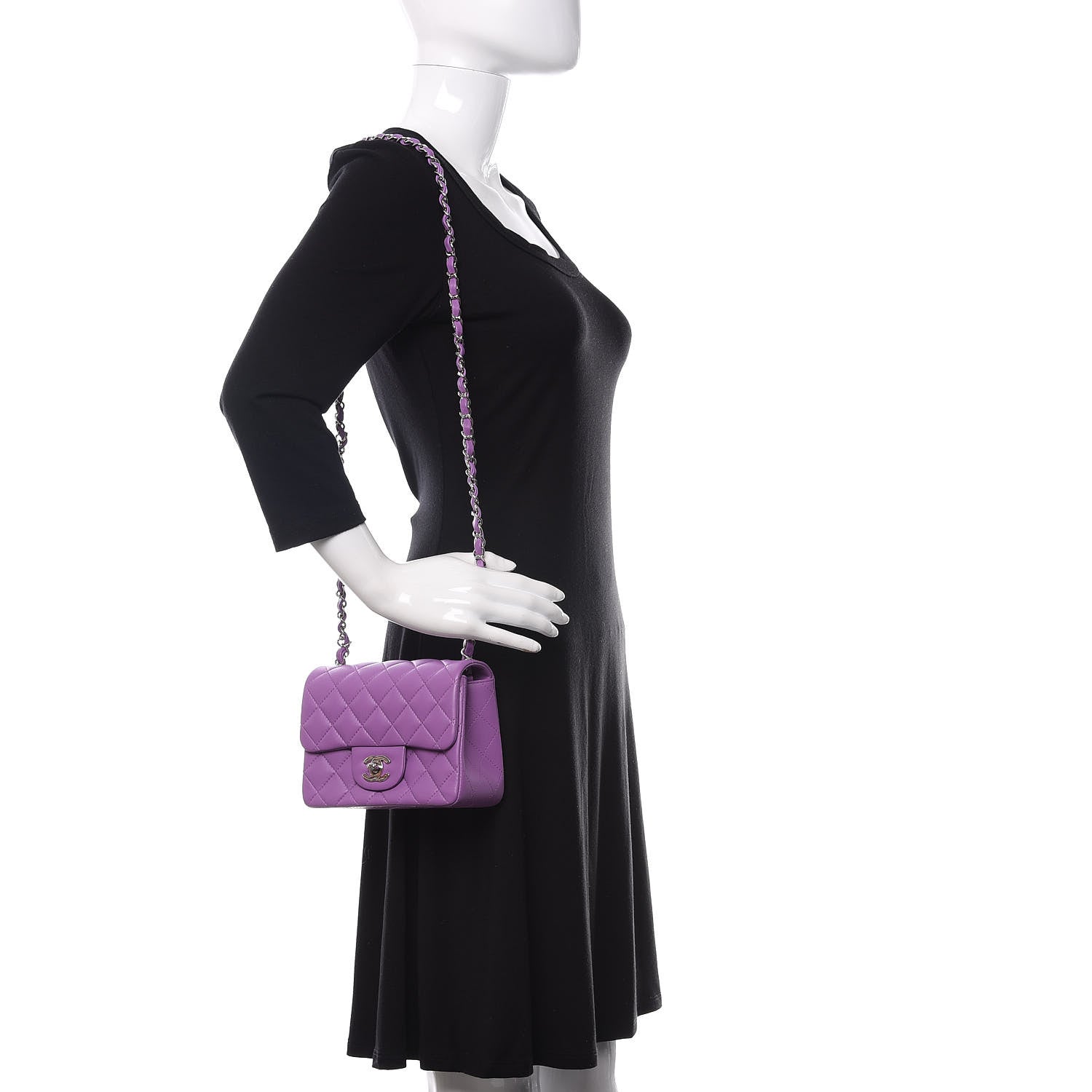 Chanel Lambskin Quilted Mini Square Flap Dark Purple 2 of 11