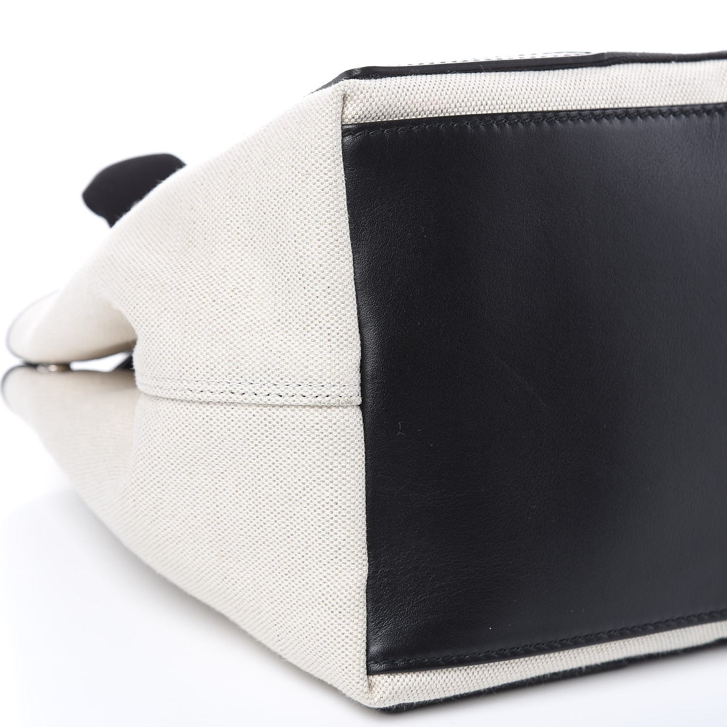 Cotton Canvas Satin Calfskin S Navy Cabas Natural Black