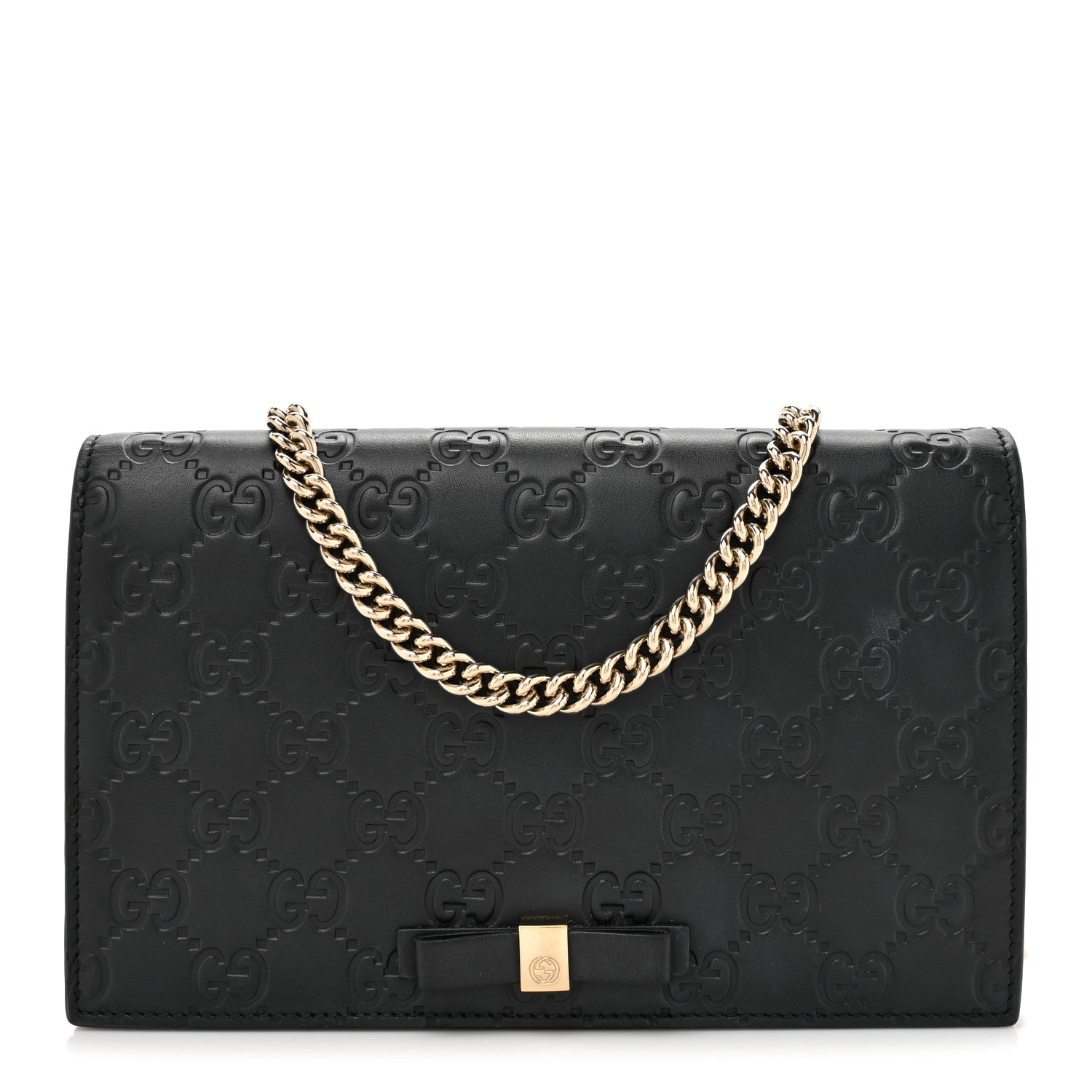 Gucci Guccissima Signature Bowy Chain Wallet Black 1 of 10