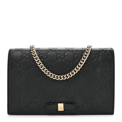 Gucci Guccissima Signature Bowy Chain Wallet Black 1 of 10
