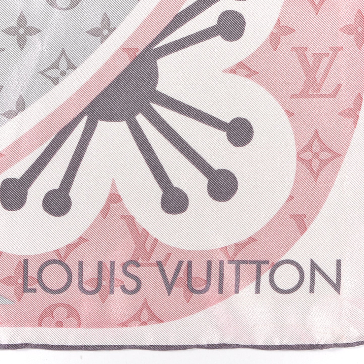 Silk Monogram Floral Scarf Pink