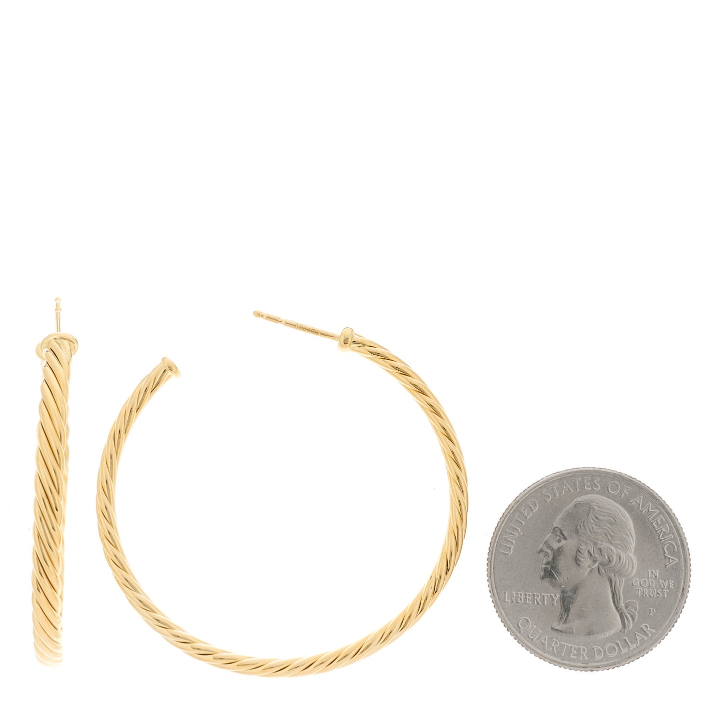 18K Yellow Gold Medium Cablespira Hoop Earrings