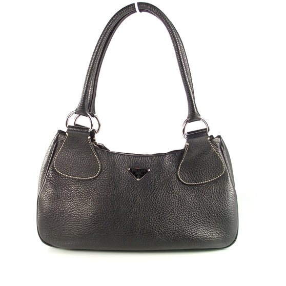 Vitello Daino Shoulder Bag Black