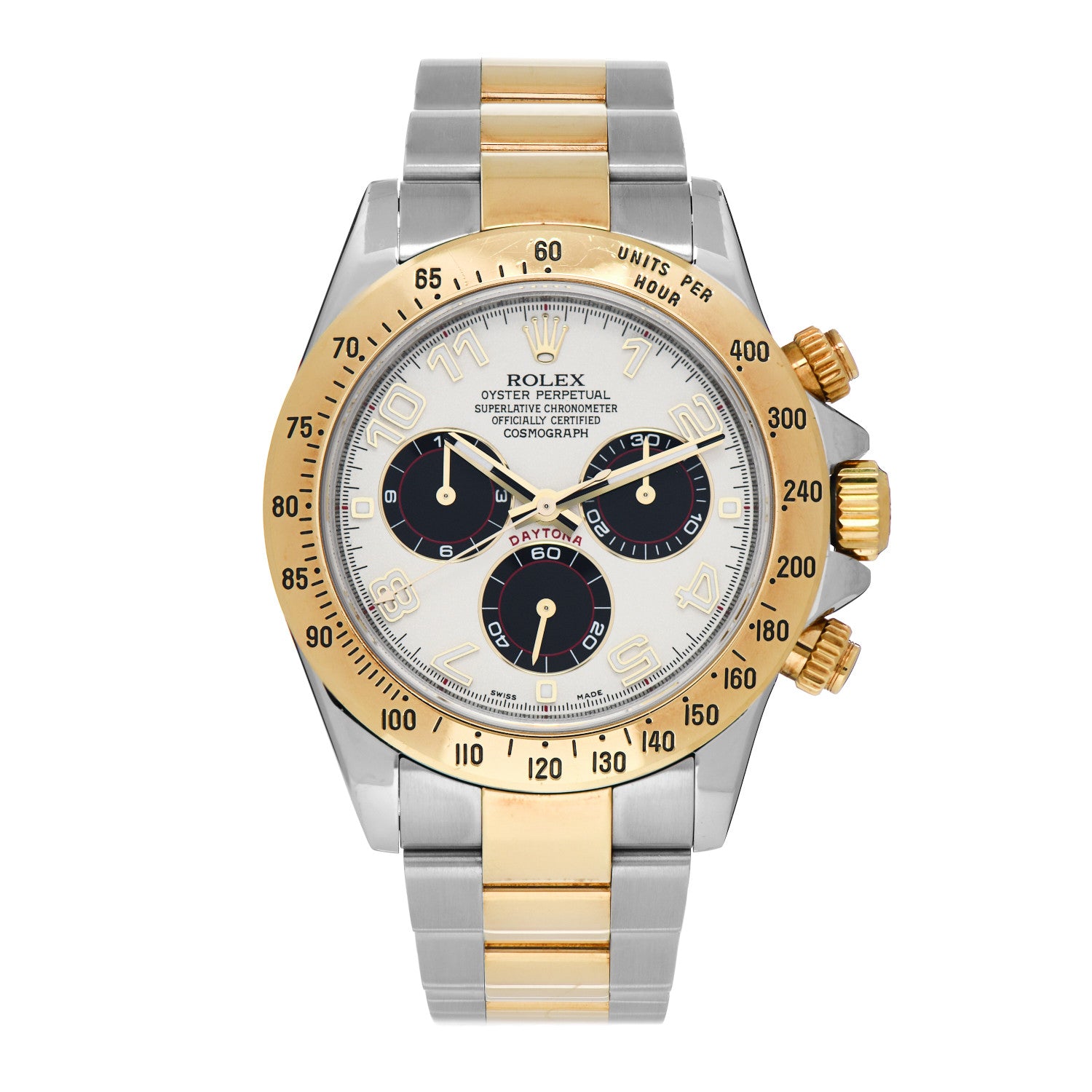 Rolex Stainless Steel 18K Yellow Gold 40mm Oyster Perpetual Cosmograph Daytona Watch White Black 116523 1 of 4