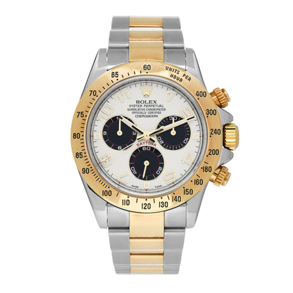 Rolex Stainless Steel 18K Yellow Gold 40mm Oyster Perpetual Cosmograph Daytona Watch White Black 116523 1 of 4